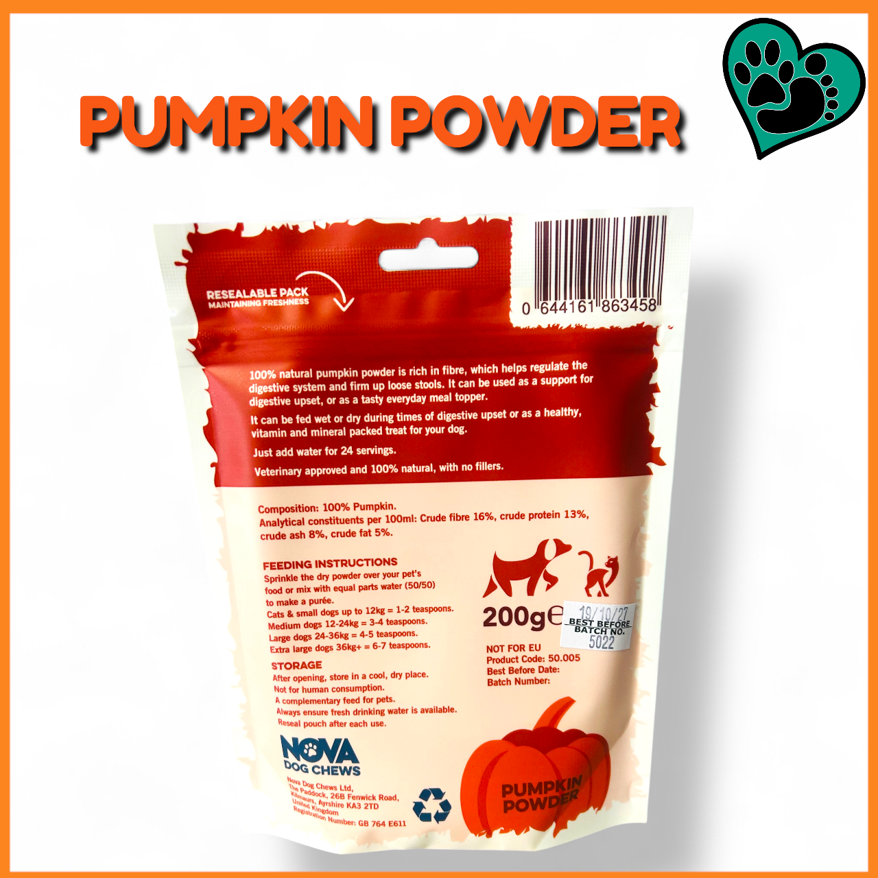 Pumpkin Powder for Dogs | 200g pouch