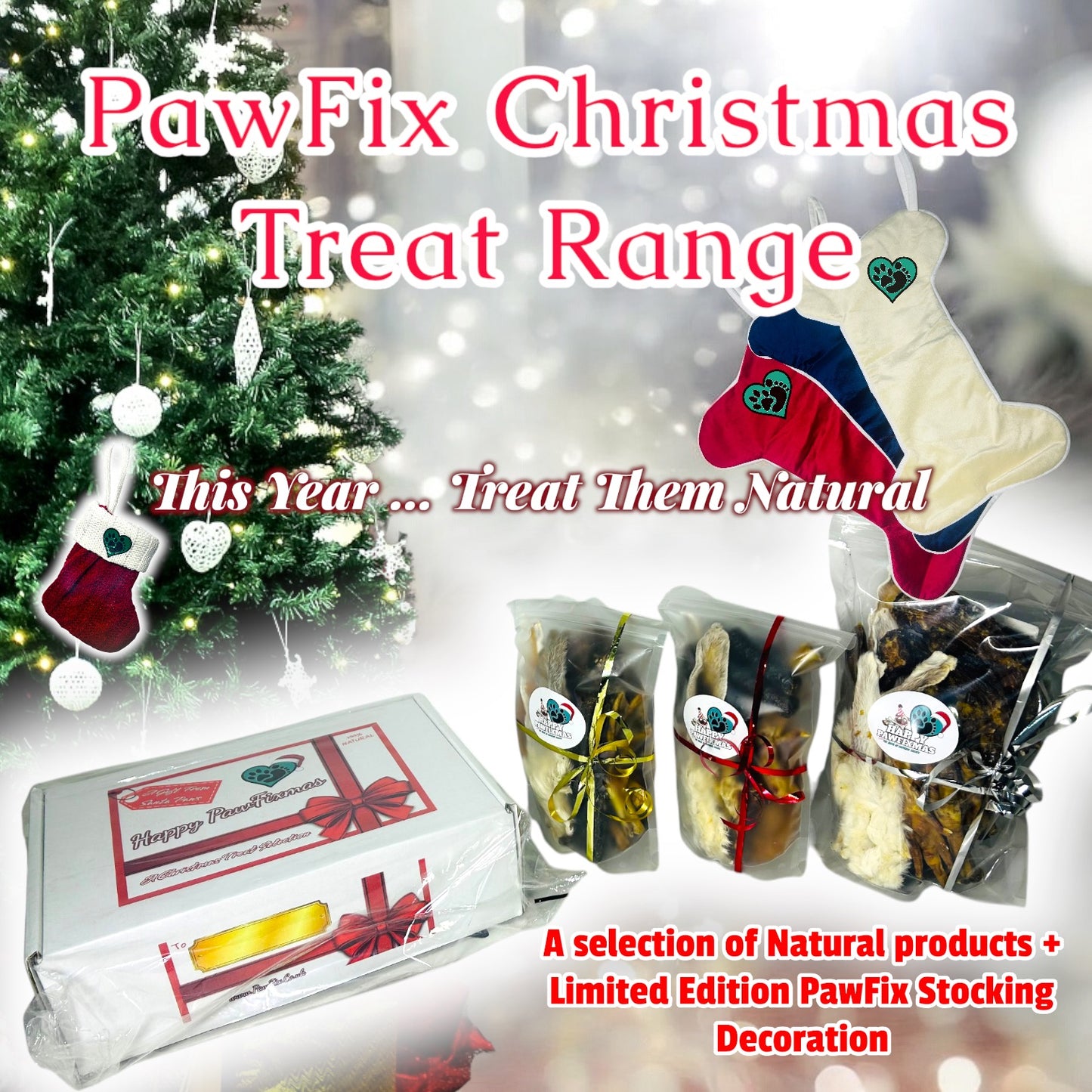 PawFix Christmas Treat Range Selection - Treat boxes and Stocking Stocking Fillers
